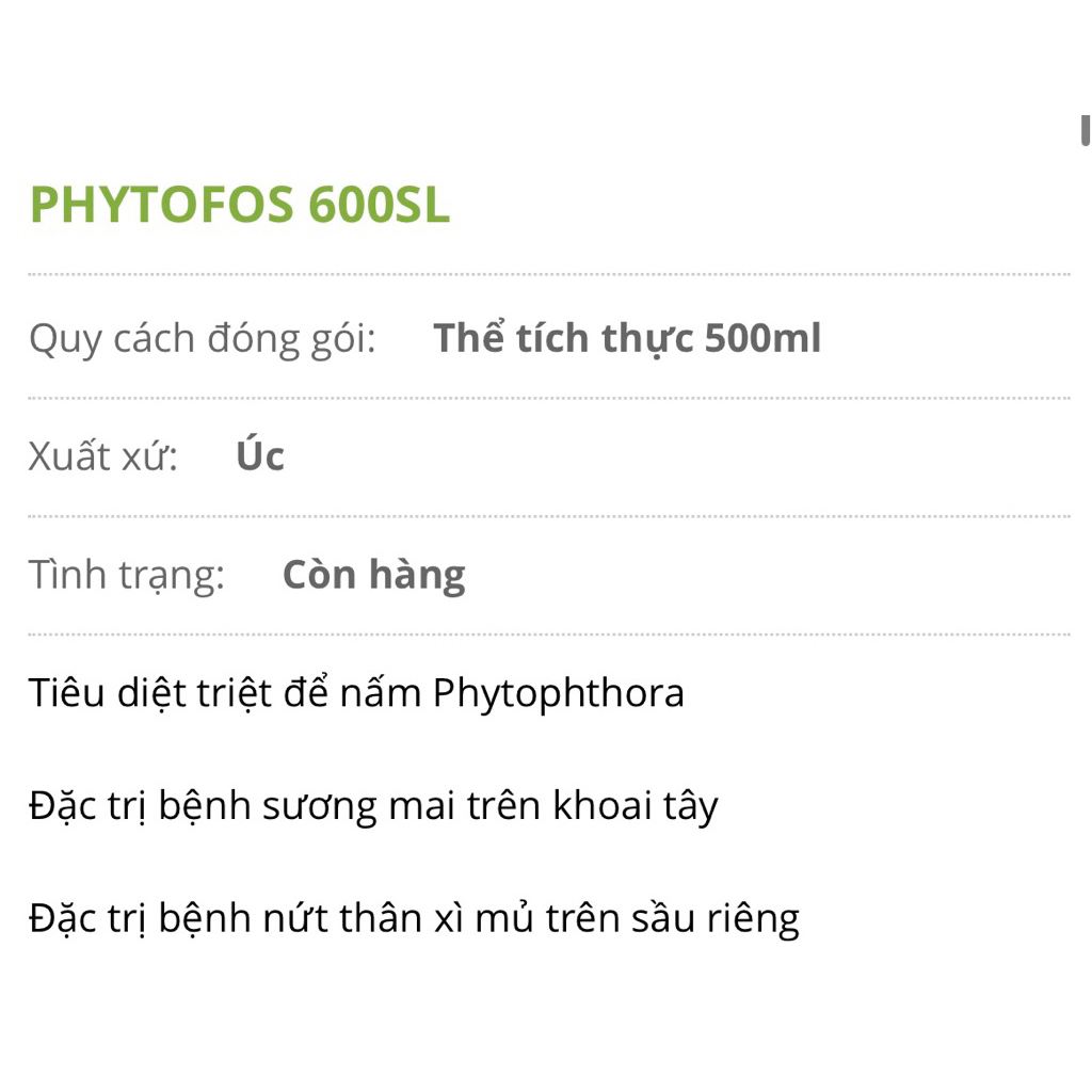 Phytofos Vĩnh Thạnh 1lit - nứt thân xì mủ Sầu Riêng- Chai 1lit