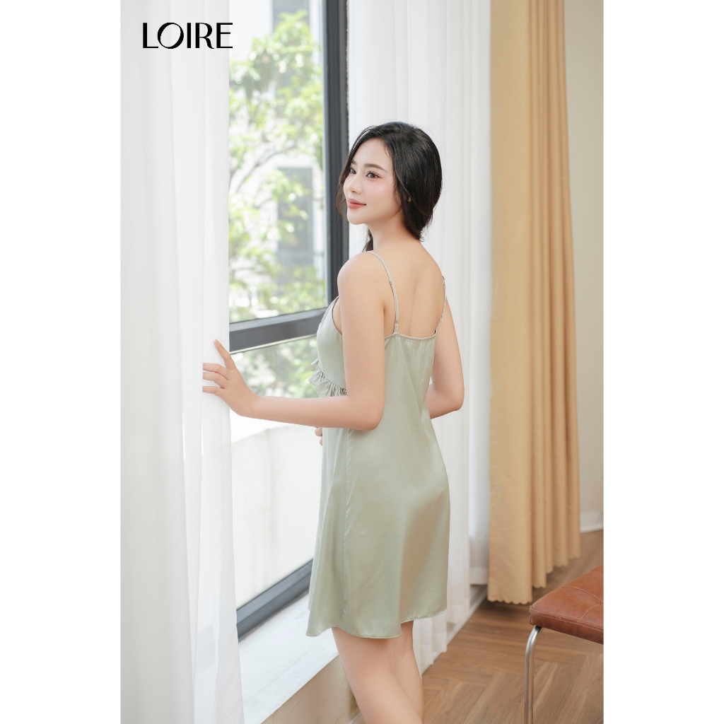 Váy Ngủ Lụa Hồng Phối Nơ Điệu Đà Loirechic VNS06