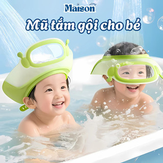 Mũ Gội Đầu Silicon Chắn Nước  Vào Tai Và Mắt Cho Bé, Mũ Tắm Điều Chỉnh Đeo Được 2 Mặt Trẻ Em