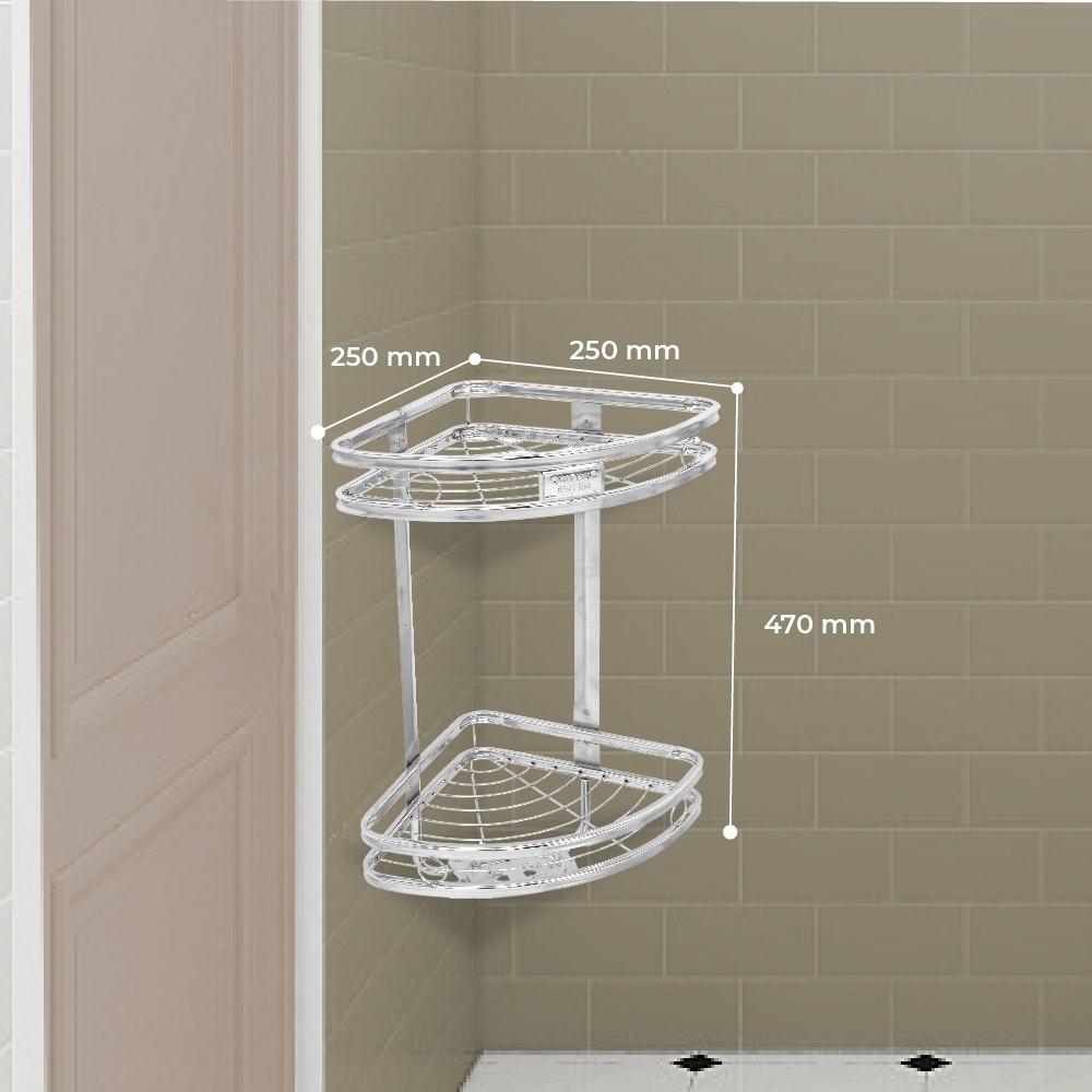 Kệ góc nhà tắm Dona QUI PHÚC, inox 304 cao cấp, không gỉ, 2 tầng tiện lợi, tiết kiệm không gian