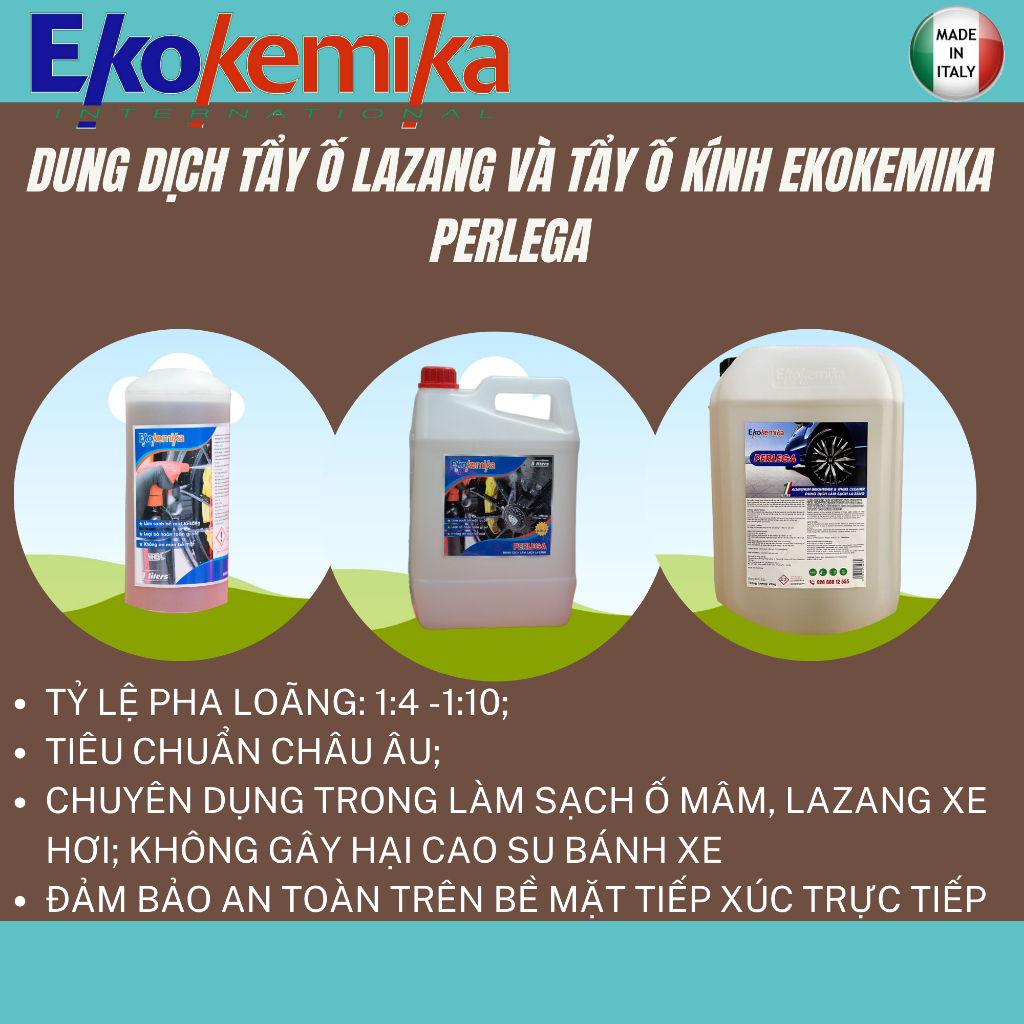 DUNG DỊCH TẨY Ố LAZĂNG VÀ Ố KÍNH Ô TÔ PERLEGA THƯƠNG HIỆU EKOKEMIKA ITAY - 1L