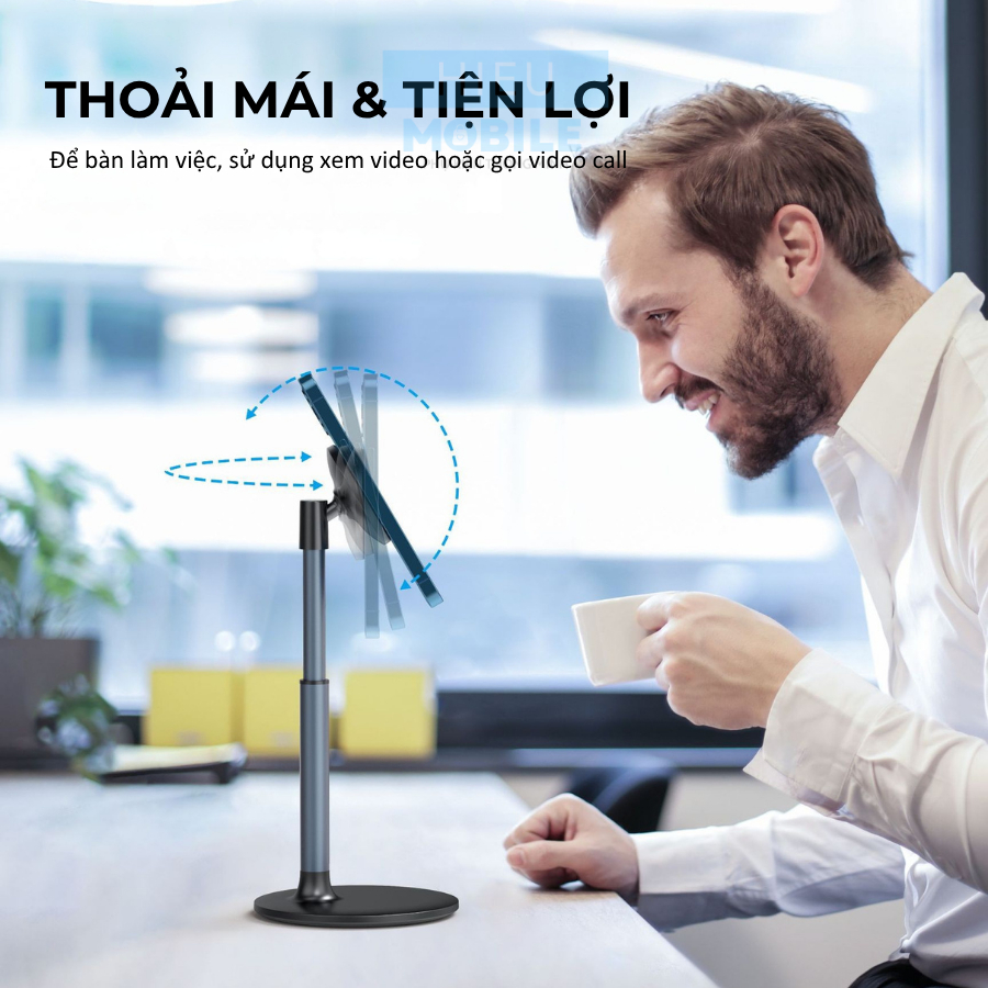 Giá đỡ điện thoại nam châm hút lưng điều chỉnh chiều cao góc nhìn khung nhôm đế thép H048