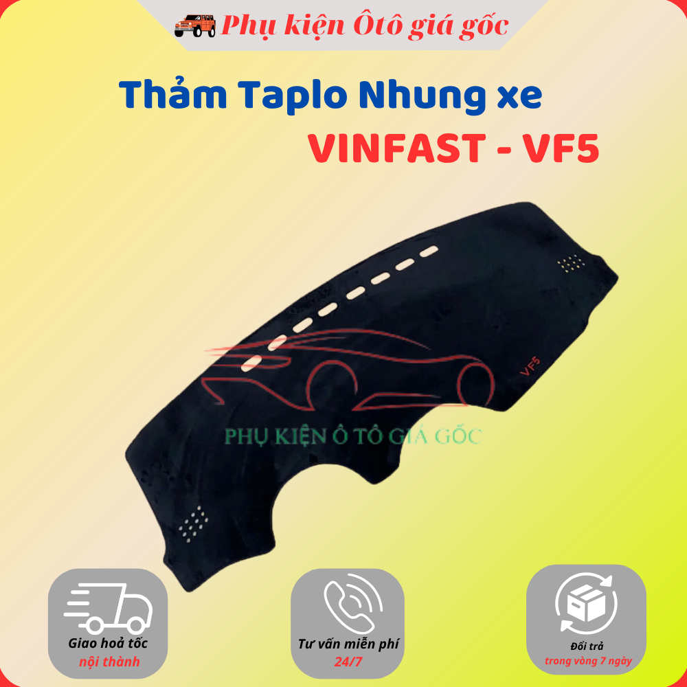 Thảm taplo xe Vinfast VF5/Herio Green 2023, 2024, 2025 Nhung Lông cừu cao cấp, chống nắng tốt, có đế chống trượt