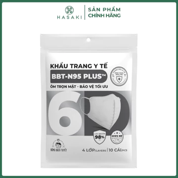 Khẩu Trang Bông Bạch Tuyết 6D N95 Plus 4 Lớp (10 Cái/Gói) Hasaki Sản Phẩm Chính Hãng