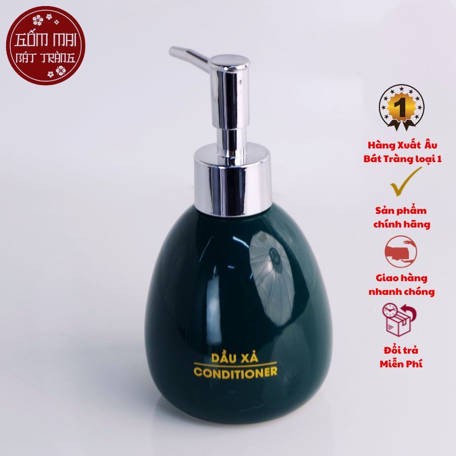 Bình Đựng Sữa Tắm, Nước Rửa Tay, Dầu Gội Gốm Bát Tràng Dùng Cho Khách sạn, Bình Sứ Dáng Trứng 240ml