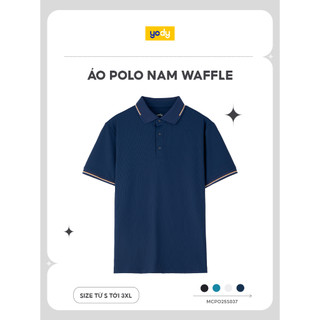 Áo thun polo nam vải siêu co giãn YODY bo cổ dệt vải waffle thoáng khí chạm mát MCPO25S037
