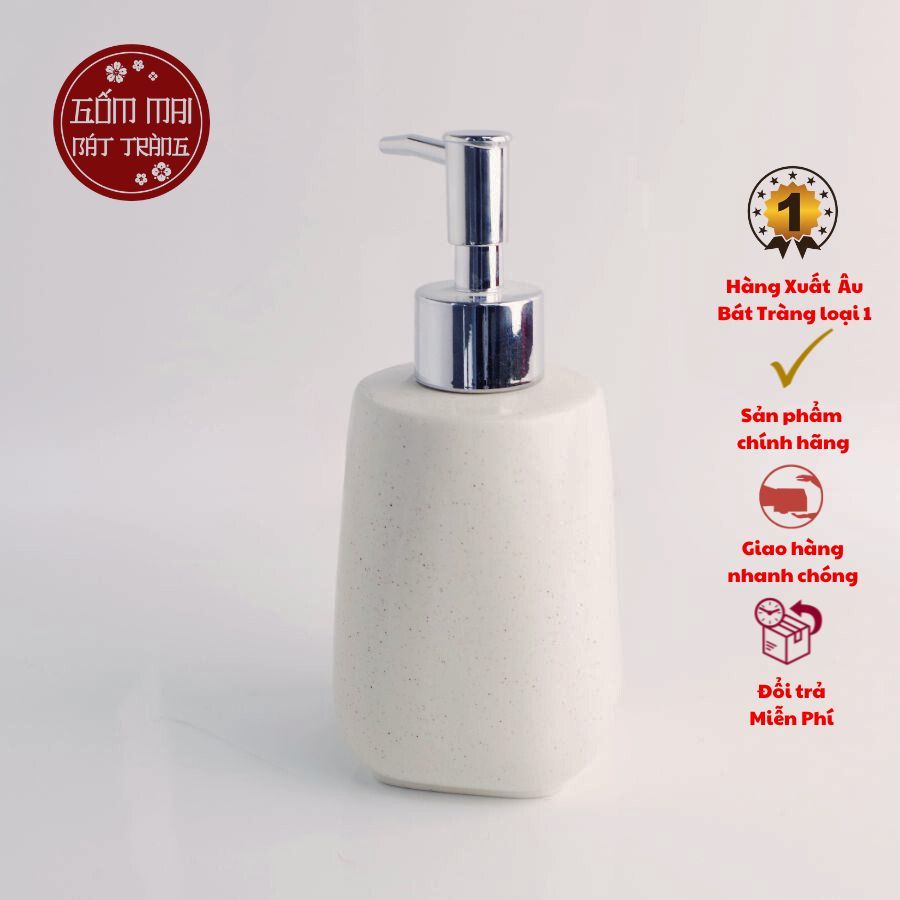 Bình Đựng Nước Rửa Tay, Dầu Gội, Sữa Tắm Gốm Sứ Bát Tràng Dùng Cho Khách sạn dáng vát, Bình Sứ Dáng Vát