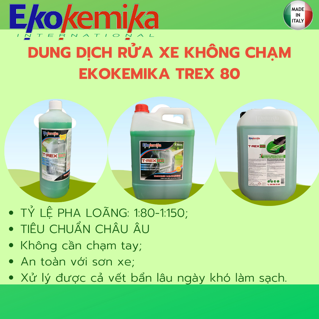 NƯỚC RỬA Ô TÔ - XE MÁY KHÔNG CHẠM ĐẶC BIỆT T-REX 80 THƯƠNG HIỆU EKOKEMIKA ITALY -1L