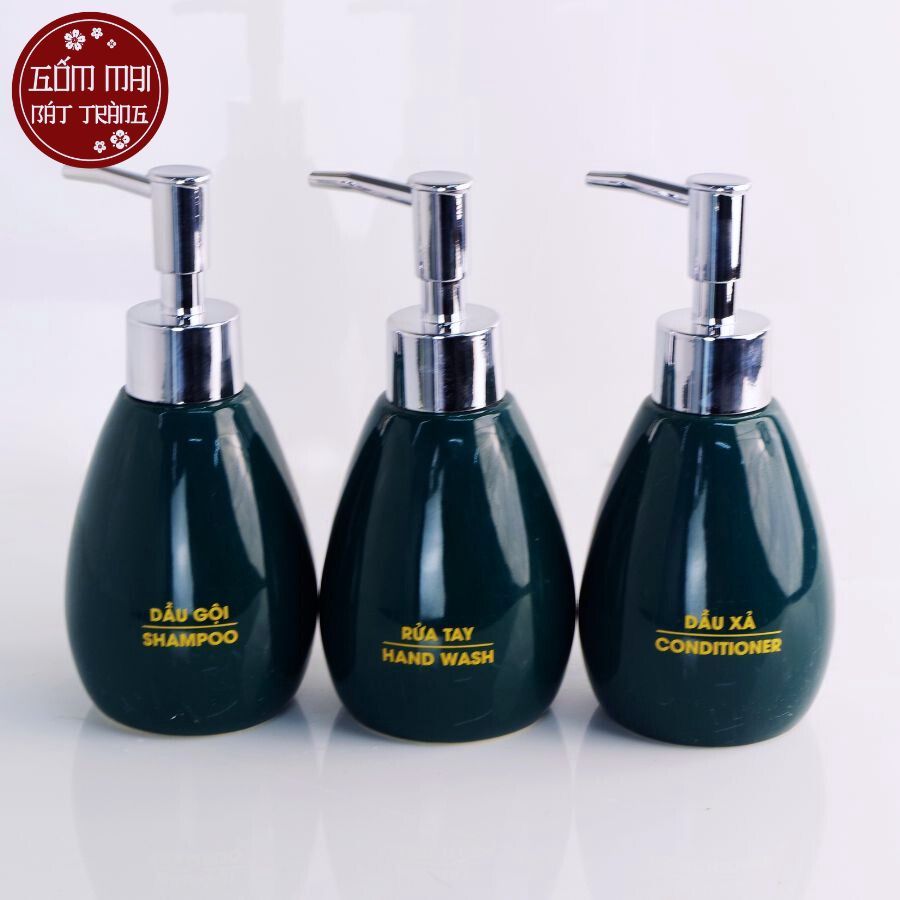 Bình Sứ Sữa Tắm, Bình Dầu Gội , Bình Nước Rửa Tay, Nước Rửa Chén, Khách Sạn Dáng Xoài Gốm Sứ Cao Cấp