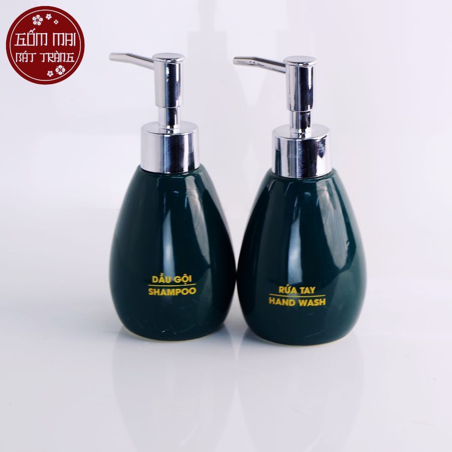 Bình Sứ Sữa Tắm, Bình Dầu Gội , Bình Nước Rửa Tay, Nước Rửa Chén, Khách Sạn Dáng Xoài Gốm Sứ Cao Cấp