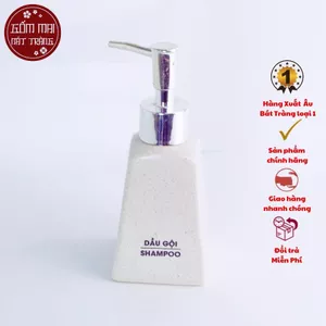 Bình Đựng Sữa Tắm, Dầu Gội, Nước Rửa Tay Gốm Bát Tràng Cao Cấp | Bình Sứ Dáng Thang 200ml