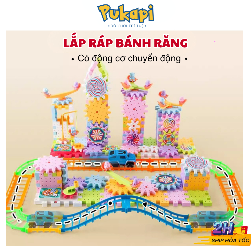 Đồ Chơi Lắp Ráp Bánh Răng Có Thể Chuyển Động Đồ Chơi Sáng Tạo Bộ Xếp Hình Bánh Răng Xoay -Đồ Chơi Cho Bé PUKAPI
