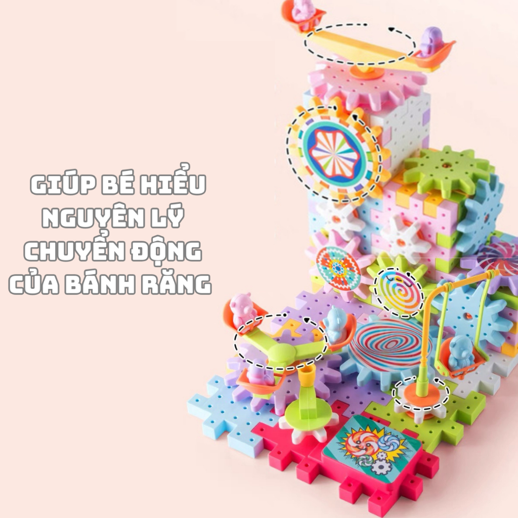 Đồ Chơi Lắp Ráp Bánh Răng Có Thể Chuyển Động Đồ Chơi Sáng Tạo Bộ Xếp Hình Bánh Răng Xoay -PUPU HOUSE