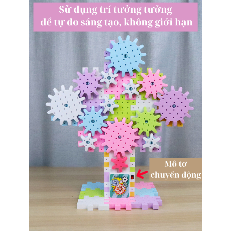Đồ Chơi Lắp Ráp Bánh Răng Có Thể Chuyển Động Đồ Chơi Sáng Tạo Bộ Xếp Hình Bánh Răng Xoay -PUPU HOUSE