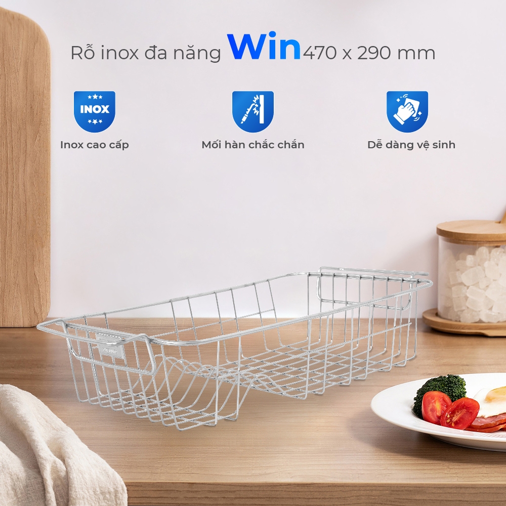 Khay Úp Chén Đĩa Inox WIN - Chính Hãng Qui Phúc - Inox 201 Không Gỉ - Gọn Nhẹ, Tiện Lợi - Kệ Úp Chén Dĩa Nhà Bếp