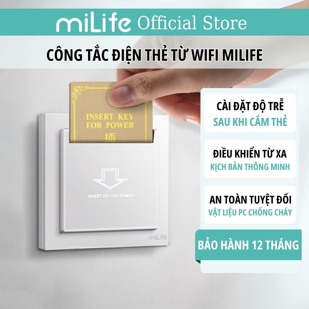 Công tắc điện thẻ từ wifi miLife Khách Sạn, homestay... Hình Vuông ...
