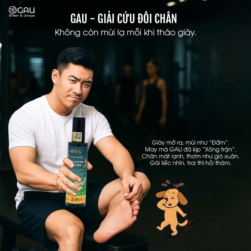 Xịt Hôi Chân GAU Lưu hương Thơm mát - Khử mùi Chân và Giày Cả ngày Tràm trà - Bạc hà - Chanh 100ml