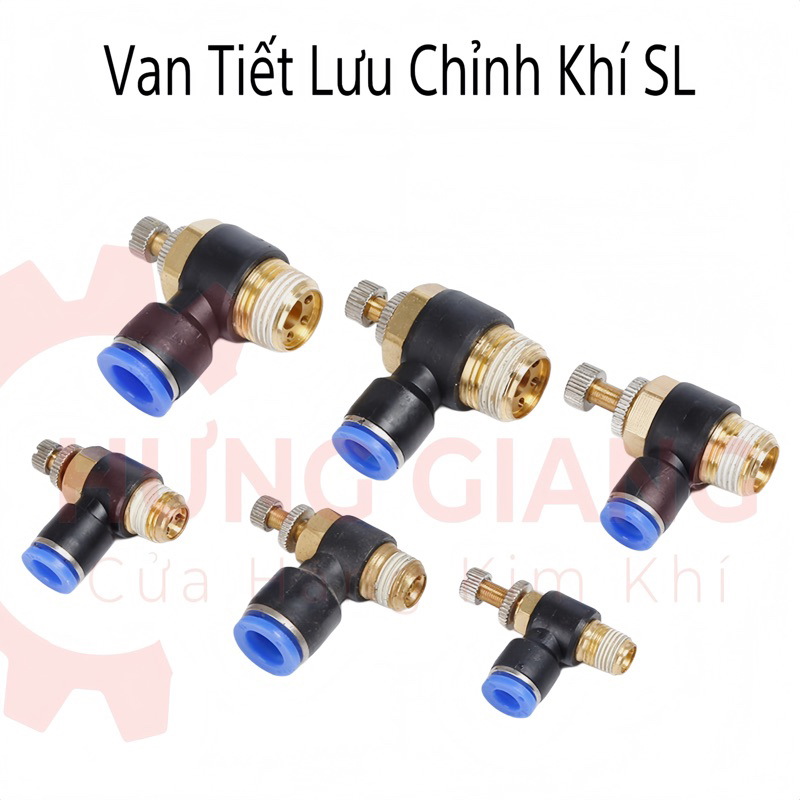 Van Tiết Lưu Khí Nén SL Điều Chỉnh Ren Ngoài Đủ Kích Cỡ