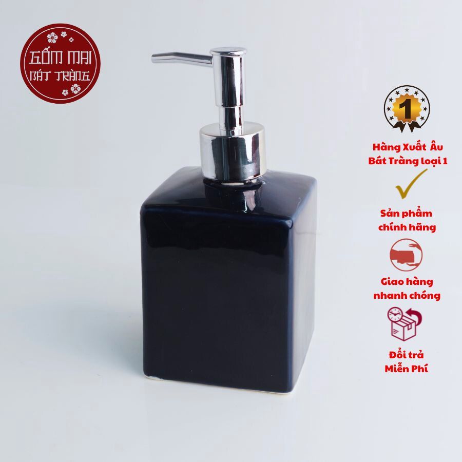 Bình Đựng Dầu Gội, Bình Sữa Tắm, Nước Rửa Tay, Decor Khách Sạn, Nhà nghỉ Gốm Sứ Bát Tràng Dáng Vuông