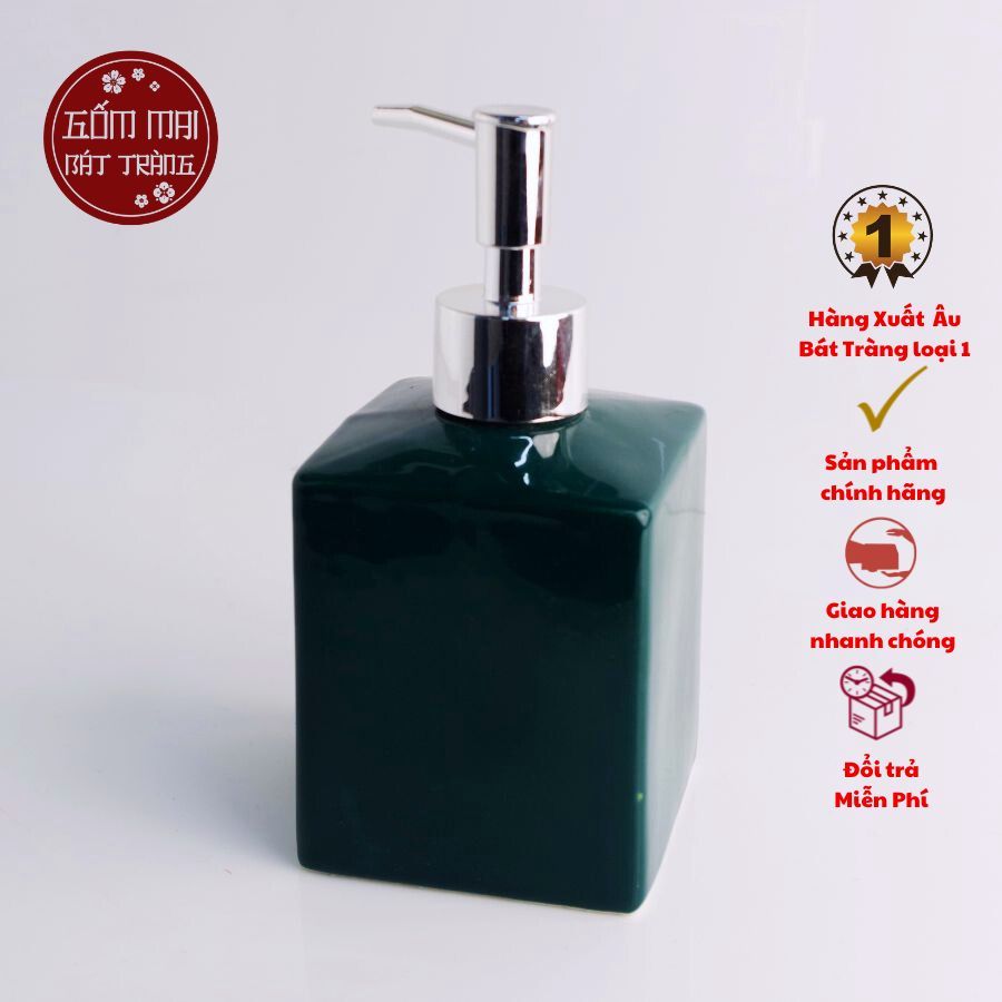 Bình Đựng Dầu Gội, Bình Sữa Tắm, Nước Rửa Tay, Decor Khách Sạn, Nhà nghỉ Gốm Sứ Bát Tràng Dáng Vuông