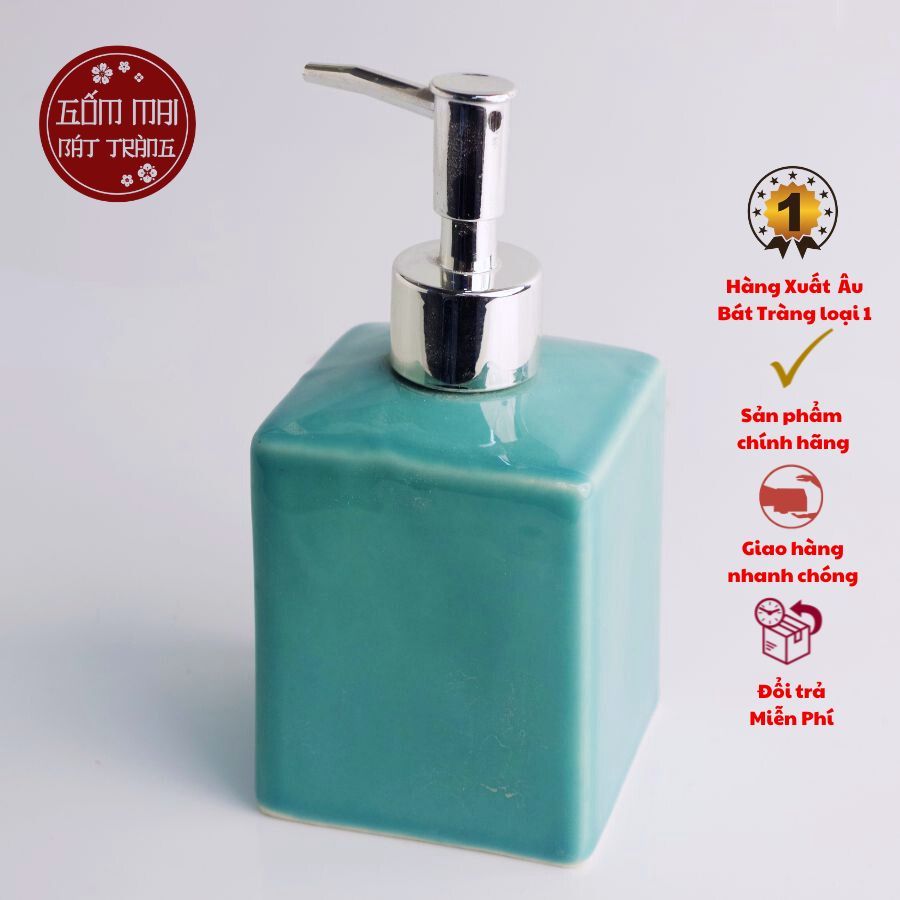Bình Đựng Dầu Gội, Bình Sữa Tắm, Nước Rửa Tay, Decor Khách Sạn, Nhà nghỉ Gốm Sứ Bát Tràng Dáng Vuông