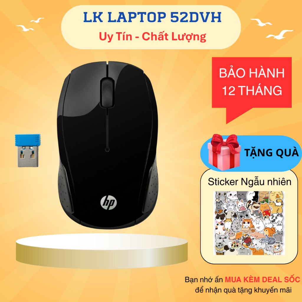 Chuột Không Dây USB HP Wireless Mouse 200, Chuột Máy Tính HP Có Dây Dùng Cho Văn Phòng, Sinh Viên Bảo Hành 6 Tháng