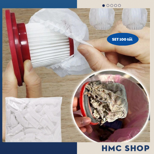 Set 100 túi lưới lọc bụi cho máy hút bụi cầm tay, túi bọc lõi lọc máy hút bụi cầm tay