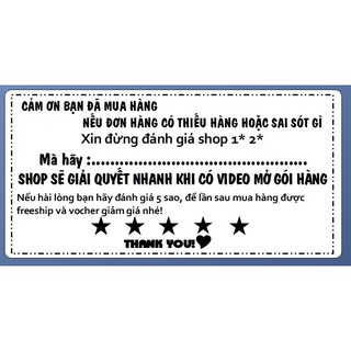 100 Tem đánh giá 5 sao lưu ý cho khách, có sẵn keo kích thước 10x5cm