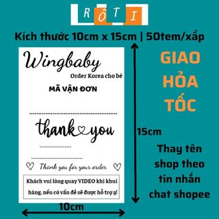 50 Phiếu giao hàng ghi mã vận đơn Tem dán có sẵn keo Kích thước 10x15cm