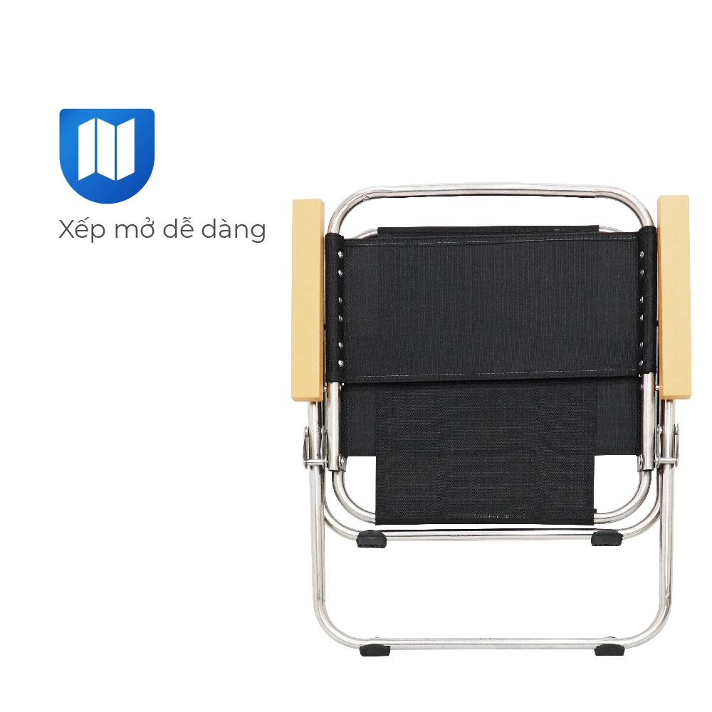 Ghế cà phê QUI PHÚC, sườn inox sáng bóng, lưng lưới thoáng khí, thoải mái, gấp gọn linh hoạt, dễ dàng di chuyển