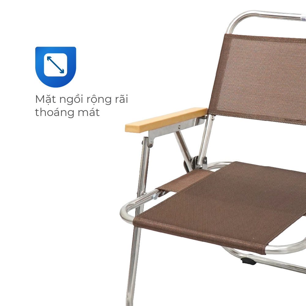 Ghế cà phê QUI PHÚC, sườn inox sáng bóng, lưng lưới thoáng khí, thoải mái, gấp gọn linh hoạt, dễ dàng di chuyển