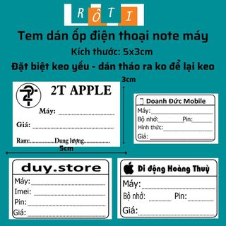 100 tem PVC dán điện thoại, thông tin bảo hành, đặt biệt tháo ra ko để lại keo trên máy KT 5x3,5cm