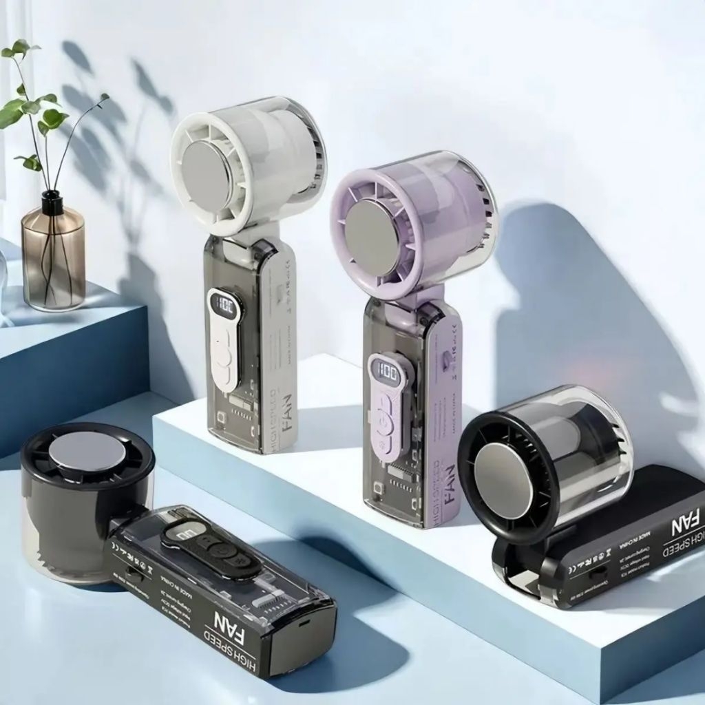 Quạt cầm tay mini trong suốt động cơ turbo TEKKIN TI-238 tích hợp sò lạnh chườm mát pin trâu 3600 mah có đèn pin | BigBuy360 - bigbuy360.vn