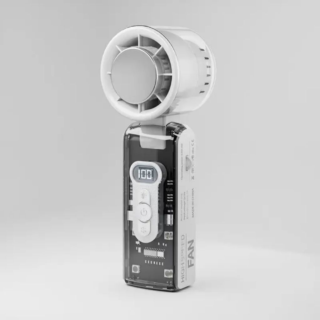 Quạt cầm tay mini trong suốt động cơ turbo TEKKIN TI-238 tích hợp sò lạnh chườm mát pin trâu 3600 mah có đèn pin | BigBuy360 - bigbuy360.vn