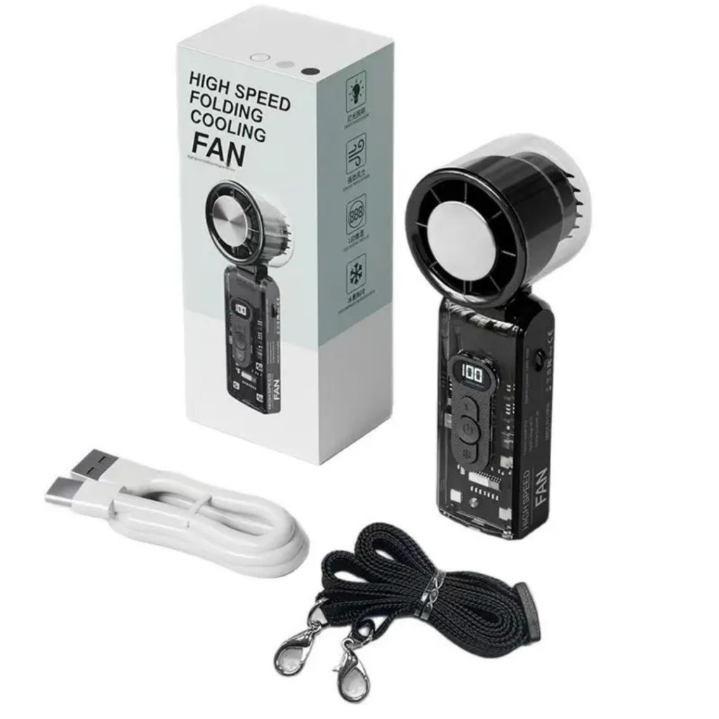 Quạt cầm tay mini trong suốt động cơ turbo TEKKIN TI-238 tích hợp sò lạnh chườm mát pin trâu 3600 mah có đèn pin | BigBuy360 - bigbuy360.vn