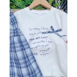 [B&G] Sét áo thun cotton trắng kèm chân váy caro dài cho bé gái từ 12-45kg(2-12 tuổi)
