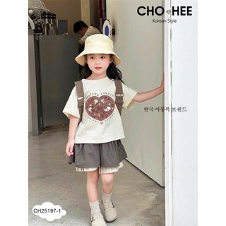 [B&G] Sét bộ CH áo thun cotton in hình kèm quần phối hàn quốc cho bé gái từ 12-45kg(2-12 tuổi)