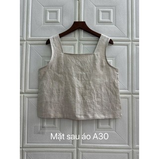 [JUNE LINEN] A30- Áo croptop cổ vuông sát nách Linen tưng premium.