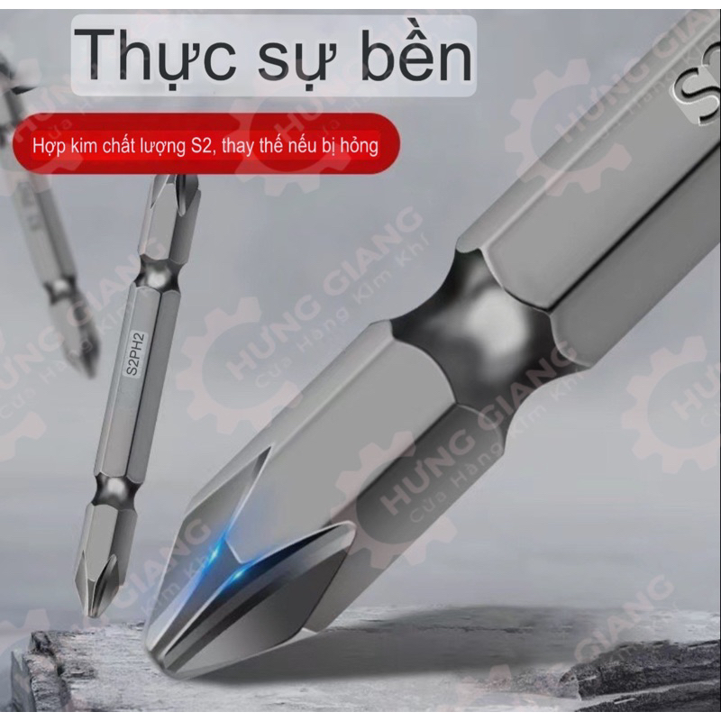 10 Đầu Bắn Vít Hai Đầu 4 Cạnh PH2 SIÊU CỨNG 65mm