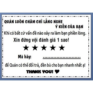 Sét 100 Tem đánh giá 5 sao , nhãn dán có sẵn keo kích thước 7x5cm