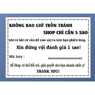Sét 100 Tem đánh giá 5 sao , nhãn dán có sẵn keo kích thước 7x5cm