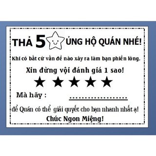 Sét 100 Tem đánh giá 5 sao , nhãn dán có sẵn keo kích thước 7x5cm