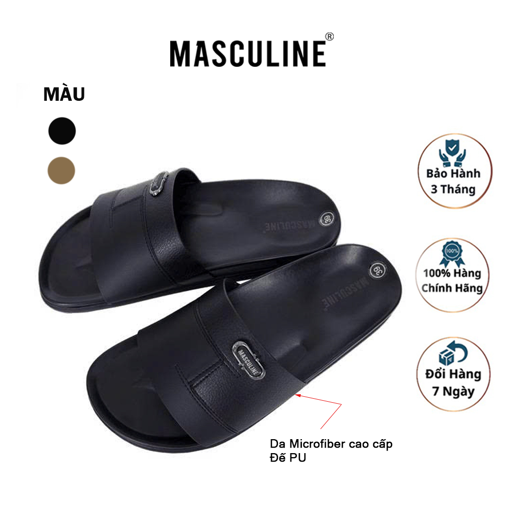 Dép nam cao cấp MASCULINE, Dép da chính hãng kiểu dáng trẻ trung, đế PU chống trơn trượt - MCT510