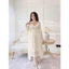 HT822 Set váy và áo choàng ngủ dáng dài tiểu thư ren bèo sang chảnh dáng xoè tôn dáng HT822
