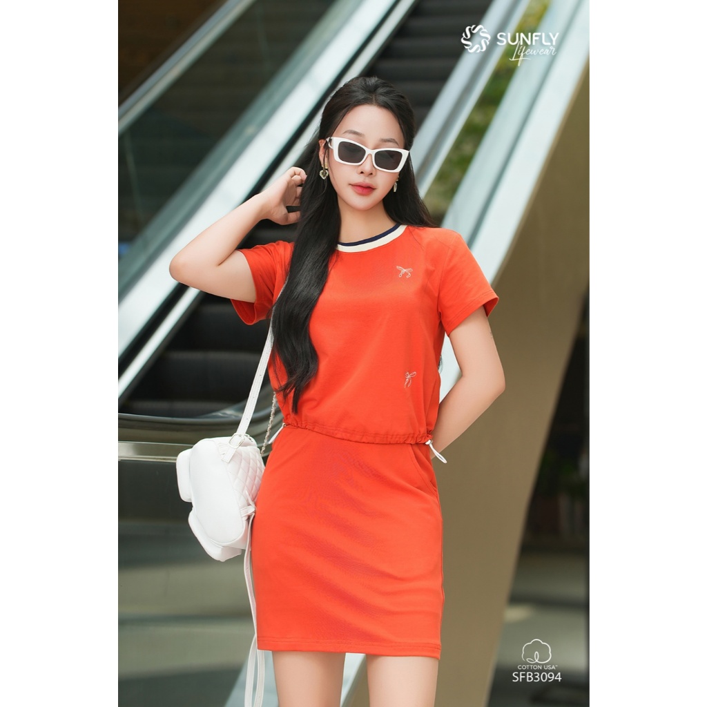 SFB3094 Set đồ nữ cotton USA áo cộc chân váy A