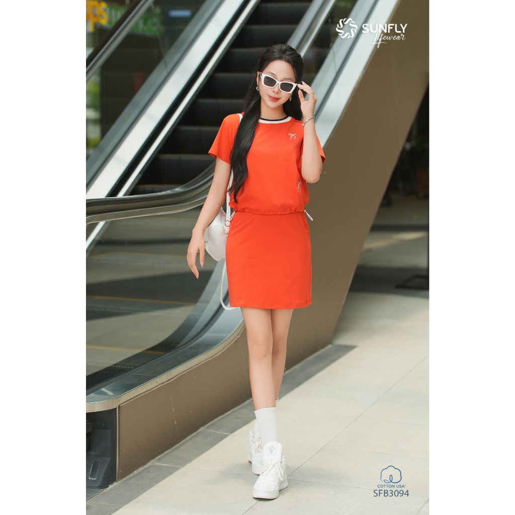 SFB3094 Set đồ nữ cotton USA áo cộc chân váy A