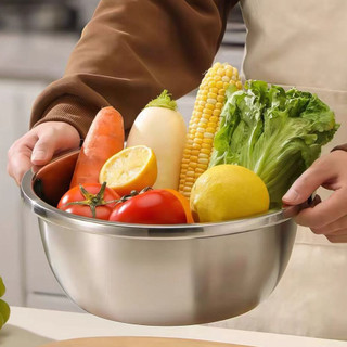 Thau inox Cao cấp đa năng 1000ML一5800ML Chubby Chef  dày dặn có viền cầm tay đường kính 18-32cm rửa trái cây nồi cái bát