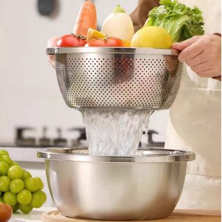 Thau inox Cao cấp đa năng 1000ML一5800ML Chubby Chef  dày dặn có viền cầm tay đường kính 18-32cm rửa trái cây nồi cái bát