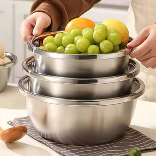 Thau inox Cao cấp đa năng 1000ML一5800ML Chubby Chef  dày dặn có viền cầm tay đường kính 18-32cm rửa trái cây nồi cái bát