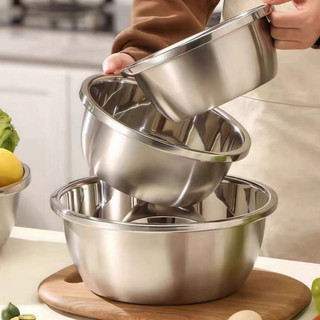Thau inox Cao cấp đa năng 1000ML一5800ML Chubby Chef  dày dặn có viền cầm tay đường kính 18-32cm rửa trái cây nồi cái bát